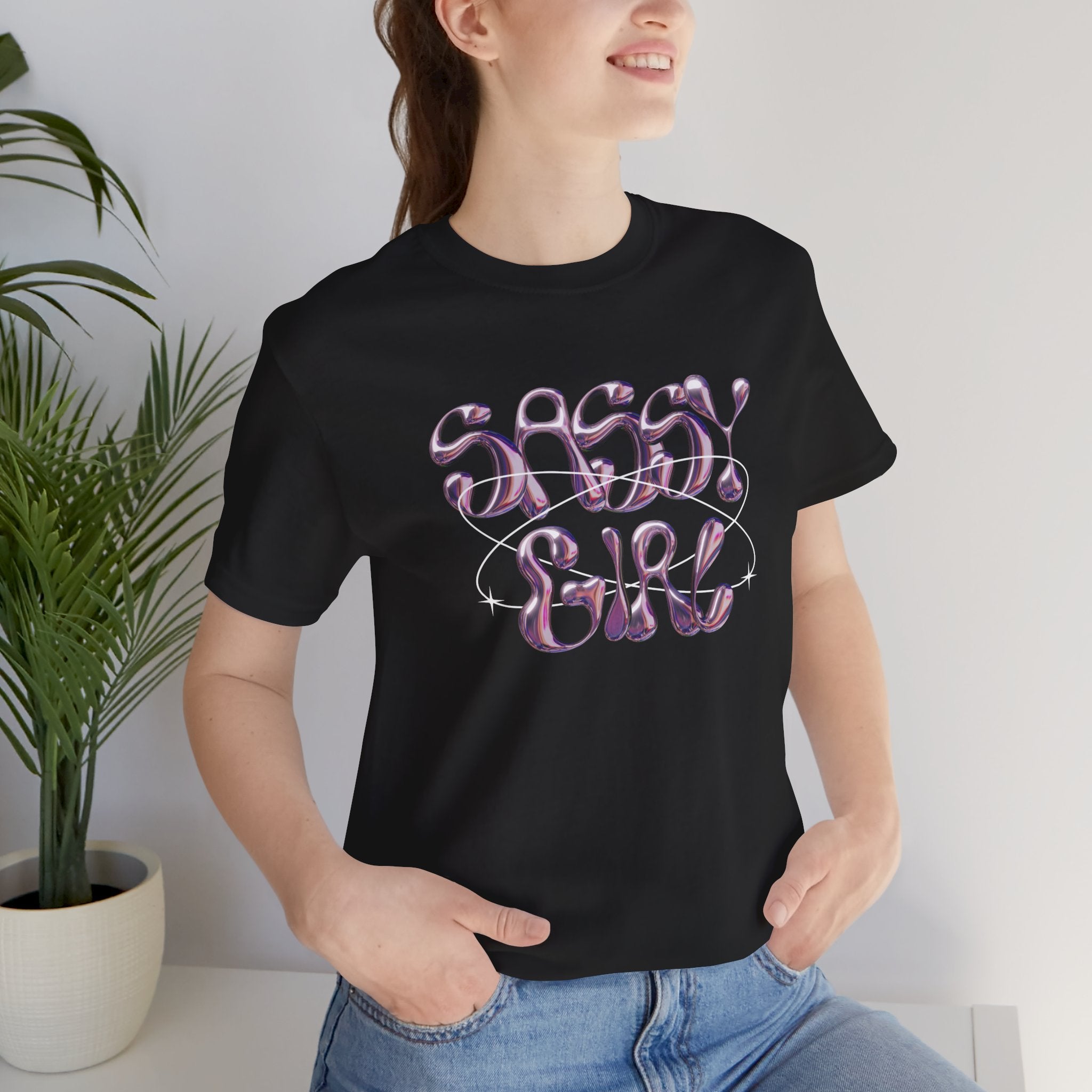 T-shirt “Sassy Girl” – Vibe Y2K Rose Chrome 💜