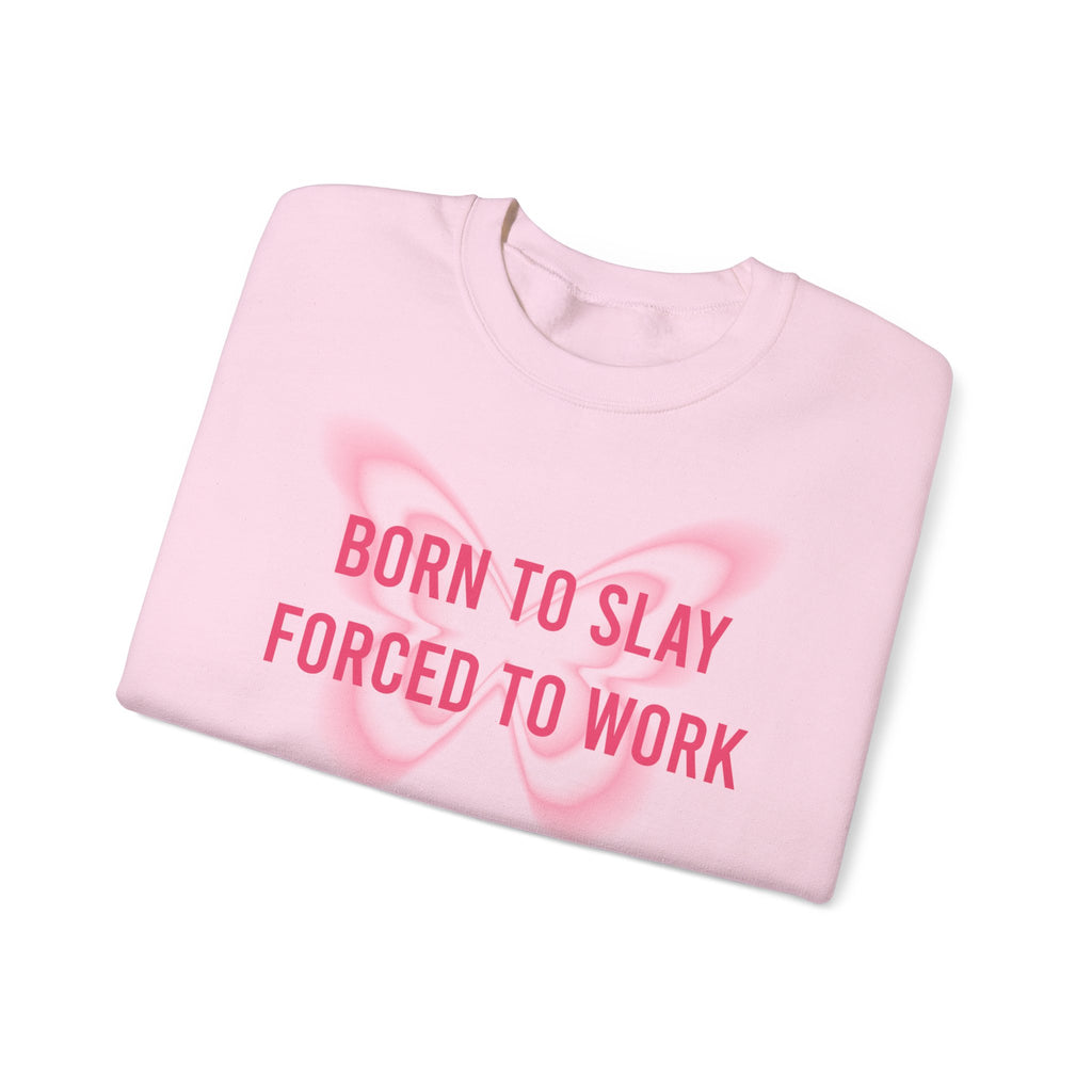Born to Slay™ Oversized Pink Sweatshirt – Aesthetic Cozy Crewneck for Women | Trendy Casual Wear | TikTok Viral Style