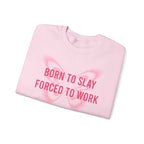 Born to Slay™ Oversized Pink Sweatshirt – Aesthetic Cozy Crewneck for Women | Trendy Casual Wear | TikTok Viral Style - Taref