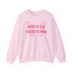 Born to Slay™ Oversized Pink Sweatshirt – Aesthetic Cozy Crewneck for Women | Trendy Casual Wear | TikTok Viral Style - Taref