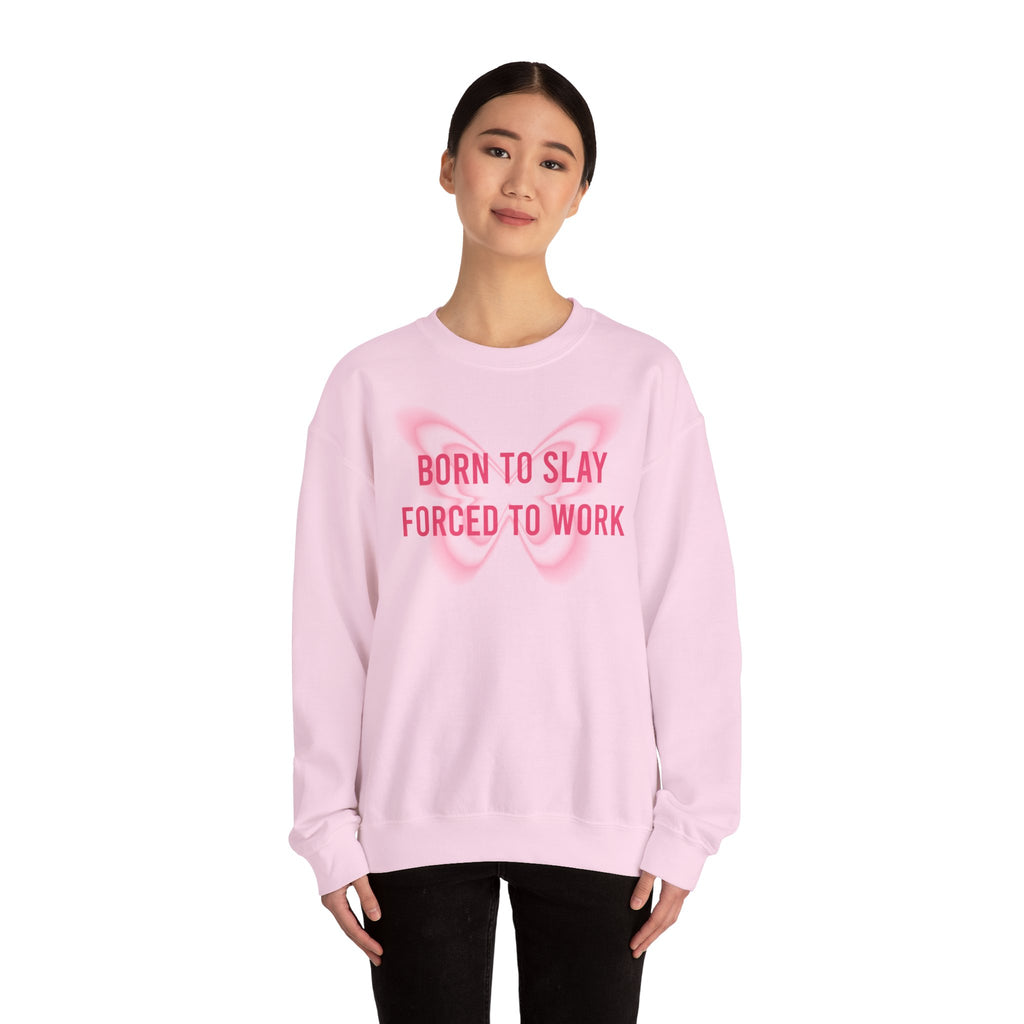 Born to Slay™ Oversized Pink Sweatshirt – Aesthetic Cozy Crewneck for Women | Trendy Casual Wear | TikTok Viral Style
